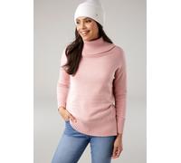 Strickpullover TAMARIS "aus weicher Viskosemischung", Damen, Gr. 36/38, rosa (rosa mélange), Strick, Obermaterial: 50% Viskose, 28% Polyester, 22% Polyamid, meliert, unifarben, lässig geschnitten hüft