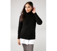 Strickpullover TAMARIS "aus weicher Viskosemischung", Damen, Gr. 36/38, schwarz, Strick, Obermaterial: 50% Viskose, 28% Polyester, 22% Polyamid, meliert, unifarben, lässig geschnitten hüftbedeckend, S
