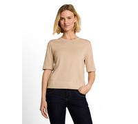 Strickpullover TOM TAILOR, Damen, Gr. M, beige (gravel beige melange), Strick, Obermaterial: 55% Baumwolle, 40% Viskose, 5% Elasthan, meliert, regular fit hüftbedeckend, Rundhals, Bündchen, Pullover S