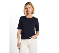 Strickpullover TOM TAILOR, Damen, Gr. S, blau (sky captain blau), Strick, Obermaterial: 55% Baumwolle, 40% Viskose, 5% Elasthan, meliert, regular fit hüftbedeckend, Rundhals, Bündchen, Pullover Strick