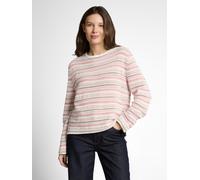 Strickpullover TOM TAILOR, Damen, Gr. S, pink beige stripe, Strick, Obermaterial: 100% Baumwolle, gestreift, regular fit normal, Rundhals, Rollkante, Pullover Strickpullover, mit Streifen Muster (2315