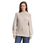 Strickpullover TOM TAILOR, Damen, Gr. S, soft taupe rib structure, Rippstrick, Obermaterial: 65% Baumwolle, 30% Polyamid, 5% Wolle, Strukturmuster, loose fit taillenbedeckt, ohne Ausschnitt, Rippbündc