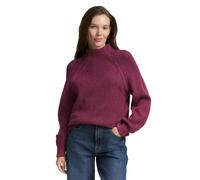 Strickpullover TOM TAILOR, Damen, Gr. XXL, rot rib structure, Rippstrick, Obermaterial: 65% Baumwolle, 30% Polyamid, 5% Wolle, Strukturmuster, loose fit taillenbedeckt, ohne Ausschnitt, Rippbündchen,