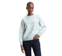 Strickpullover TOM TAILOR DENIM, Damen, Gr. M, mint weiß, Strick, Obermaterial: 62% Polyacryl, 25% Polyester, 10% Baumwolle, 3% Elasthan, bedruckt, bequem hüftbedeckend, Rundhals, Flachstrickbündchen,