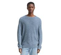Strickpullover TOM TAILOR DENIM, Herren, Gr. XL, denim blau weiß mouline, Strick, Obermaterial: 100% Polyacryl, unifarben, regular fit normal, Rundhals, Pullover, mit Logo Stickerei (99711360-XL) deni