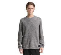 Strickpullover TOM TAILOR DENIM, Herren, Gr. XL, grau weiß mouline, Strick, Obermaterial: 100% Polyacryl, unifarben, regular fit normal, Rundhals, Pullover, mit Logo Stickerei (70793833-XL) grau weiß