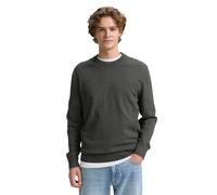 Strickpullover TOM TAILOR DENIM, Herren, Gr. XL, grün grau mouline, Strick, Obermaterial: 100% Baumwolle, modisch, regular fit taillenbedeckt, Rundhals, Langarm Bündchen, Pullover, in melierter Optik 