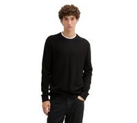 Strickpullover TOM TAILOR DENIM, Herren, Gr. XL, schwarz, Strick, Obermaterial: 100% Baumwolle, meliert, unifarben, bequem hüftbedeckend, Rundhals, Bündchen, Pullover Strickpullover, in 2-in-1-Look (7