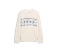 Strickpullover TOM TAILOR DENIM, Herren, Gr. XL, wool weiß, Strick, Obermaterial: 60% Baumwolle, 40% Polyacryl, bedruckt, normal normal, Rundhals, Flachstrickbündchen, Pullover Strickpullover (9420814