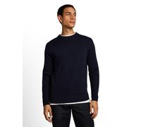 Strickpullover TOM TAILOR, Herren, Gr. L, knitted navy melange, Strick, Obermaterial: 100% Baumwolle, unifarben, regular fit hüftbedeckend, Rundhals, Bündchen, Pullover Strickpullover, mit Rundhals /
