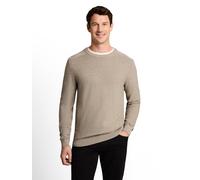 Strickpullover TOM TAILOR, Herren, Gr. M, beige (mouline taupe sanftes weiß), Strick, Obermaterial: 100% Baumwolle, unifarben, regular fit hüftbedeckend, Rundhals, Flachstrickbündchen, Pullover Strick