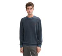 TOM TAILOR Herren Strickpullover mit Logo-Badge, 37030 - Navy Blue Green Multicolor, M