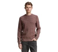 Strickpullover TOM TAILOR, Herren, Gr. M, grün (rot grün multicolor), Strick, Obermaterial: 100% Baumwolle, meliert, regular fit taillenbedeckt, Rundhals, Pullover, mit Logo Stickerei am Arm (43713906