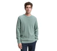 Strickpullover TOM TAILOR, Herren, Gr. M, grün (schwarz smoke grün melange), Strick, Obermaterial: 100% Baumwolle, meliert, regular fit taillenbedeckt, Rundhals, Bündchen, Pullover Strickpullover, mit
