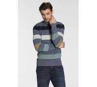 Strickpullover TOM TAILOR, Herren, Gr. S, blau (blau multi), Strick, Obermaterial: 100% Baumwolle, normal hüftbedeckend, Pullover Strickpullover, mit Blockstreifen (34371160-S) blau multi