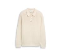 Strickpullover TOM TAILOR, Herren, Gr. XL, gardenia weiß, Strick, Obermaterial: 70% Baumwolle, 30% Polyester, unifarben, regular fit hüftbedeckend, Rundhals, Bündchen, Pullover Strickpullover, mit Pol