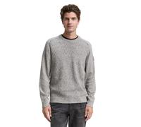 Strickpullover TOM TAILOR, Herren, Gr. XXL, beige sanftes weiß multicolor, Strick, Obermaterial: 100% Baumwolle, meliert, regular fit taillenbedeckt, Rundhals, Pullover, mit Logo Stickerei am Arm (249