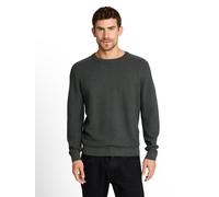 Strickpullover TOM TAILOR, Herren, Gr. XXL, grau (schwarzest olive melange), Strick, Obermaterial: 100% Baumwolle, unifarben, regular fit hüftbedeckend, Rundhals, Bündchen, Pullover Strickpullover, mi