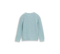 Strickpullover TOM TAILOR, Jungen, Gr. 128/134, blau (dusty mint blau), Strick, Obermaterial: 100% Baumwolle, regular fit taillenbedeckt, Rundhals, Rippbündchen, Pullover Strickpullover, mit Farbverla