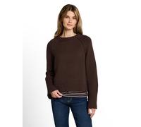 Strickpullover TOM TAILOR "Loose", Damen, Gr. XL, braun (java schwarz braun), Strick, Obermaterial: 100% Baumwolle, unifarben, loose fit hüftbedeckend, Rundhals, Bündchen, Pullover Strickpullover, mit
