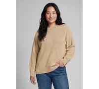 Strickpullover TOM TAILOR PLUS, Damen, Gr. 44, beige (gravel beige melange), Strick, Obermaterial: 52% Viskose, 27% Polyester, 21% Polyamid, unifarben, bequem hüftbedeckend, Rundhals, Bündchen, Pullov
