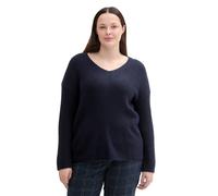 TOM TAILOR - Plus - Strickpullover mit V-Ausschnitt sky captain blue 44