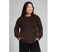 Tom Tailor - Plus Size - Oversize Strickpullover mit Rundhalsausschnitt java dark brown melange - Gr. - 50