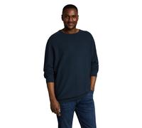Strickpullover TOM TAILOR PLUS, Herren, Gr. 5XL, mouline blau navy, Strick, Obermaterial: 100% Baumwolle, unifarben, bequem hüftbedeckend, Rundhals, Bündchen, Pullover Strickpullover, mit Rundhals / G