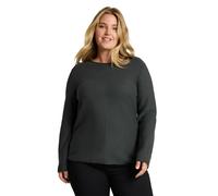 Strickpullover TOM TAILOR PLUS "TTP Pullover", Damen, Gr. 50, grau (schwarzest olive), Strick, Obermaterial: 100% Baumwolle, unifarben, regular fit hüftbedeckend, Rundhals, Rollkante, Pullover Strickp