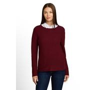 Strickpullover TOM TAILOR "Regular", Damen, Gr. 3XL, rot (preppy plum), Strick, Obermaterial: 100% Baumwolle, unifarben, regular fit hüftbedeckend, Rundhals, Rollkante, Pullover Strickpullover, mit Ru
