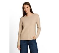 Strickpullover TOM TAILOR "Regular", Damen, Gr. L, beige (gravel beige melange), Strick, Obermaterial: 100% Baumwolle, unifarben, regular fit hüftbedeckend, Rundhals, Rollkante, Pullover Strickpullove