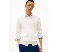 Strickpullover TOMMY HILFIGER "CLASSIC CABLE CREW NECK", Herren, Gr. L, weiß (ivory petal), Obermaterial: 100% Baumwolle, casual, Rundhals, Langarm Bündchen, Pullover (56704124-L) ivory petal
