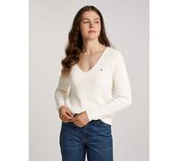 Tommy Hilfiger Damen CO Cardi Stitch V-NK LS WW0WW44452 Pullover, Yellow (Ivory Petal), XS