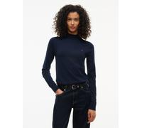 Strickpullover TOMMY HILFIGER "COTTON JERSEY SLIM MK-NK SWT", Damen, Gr. S (36/38), blau (dunkelblau), Strick, Obermaterial: 67% Baumwolle, 33% Nylon, slim fit normal, Pullover Strickpullover, Baumwol
