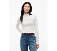 Strickpullover TOMMY HILFIGER "COTTON JERSEY SLIM MK-NK SWT", Damen, Gr. S (36/38), weiß (ivory petal), Strick, Obermaterial: 67% Baumwolle, 33% Nylon, slim fit normal, Pullover Strickpullover, Baumwo