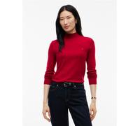 Strickpullover TOMMY HILFIGER "COTTON JERSEY SLIM MK-NK SWT", Damen, Gr. XS (34), rot (raspberry juice), Strick, Obermaterial: 67% Baumwolle, 33% Nylon, slim fit normal, Pullover Strickpullover, Baumw