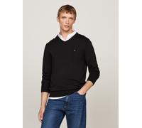 Tommy Hilfiger Herren Pullover Essential Cotton V-Ausschnitt, Schwarz (Black), XL