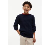 Strickpullover TOMMY HILFIGER, Jungen, Gr. 92, schwarz night navy, Strick, Obermaterial: 100% Baumwolle, regular fit normal, Rundhals, eingesetzt Bündchen, Pullover Strickpullover, Regular fit, für Ki