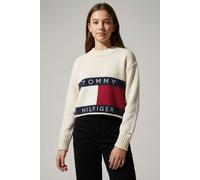 Strickpullover TOMMY HILFIGER, Mädchen, Gr. 14 (164), ivory silk, Strick, Obermaterial: 100% Baumwolle, unifarben, regular fit kurz, Rundhals, eingesetzt Bündchen, Pullover Strickpullover, Kinder bis 