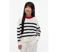 Strickpullover TOMMY HILFIGER, Mädchen, Gr. 16 (176), ivory silk stripes, Strick, Obermaterial: 100% Baumwolle, gestreift, regular fit normal, Rundhals, eingesetzt Bündchen, Pullover Strickpullover, K