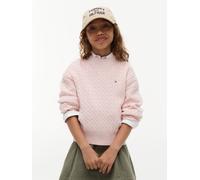 Strickpullover TOMMY HILFIGER, Mädchen, Gr. 16 (176), rosa (whimsy pink), Strick, Obermaterial: 100% Baumwolle, unifarben, regular fit normal, Rundhals, Bündchen, Pullover Strickpullover, Rundhalsauss