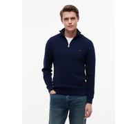 Strickpullover TOMMY HILFIGER "SEASONAL STRUCTURE ZIP MOCK", Herren, Gr. XXL, carbon navy, Strick, Obermaterial: 100% Baumwolle, regular fit normal, Rundhals, eingesetzt Rippbündchen, Pullover Strickp
