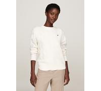 Strickpullover TOMMY HILFIGER "SOFT WOOL CABLE C-NK", Damen, Gr. XS (34), ivory petal, Strick, Obermaterial: 100% Wolle, unifarben, normal, Rundhals, Bündchen, Pullover Strickpullover, mit Zopfmuster,