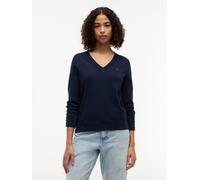Strickpullover TOMMY HILFIGER "STITCH V-NECK", Damen, Gr. M (40), schwarz night navy, Feinstrick, Obermaterial: 67% Baumwolle, 33% Polyamid, unifarben, Basic, regular fit normal, V-Ausschnitt, eingese