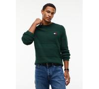 Strickpullover TOMMY JEANS "REGULAR TEXTURED SWEATER", Herren, Gr. L, grün (velvet grün htr), Strick, Obermaterial: 100% Baumwolle, regular fit normal, Rundhals, eingesetzt Rippstrickbündchen, Pullove