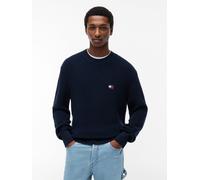 Strickpullover TOMMY JEANS "TJM REGULAR BADGE SWEATER", Herren, Gr. S, blau (schwarz night navy), Strick, Obermaterial: 100% Baumwolle, regular fit normal, Rundhals, Rippbündchen, Pullover Strickpullo