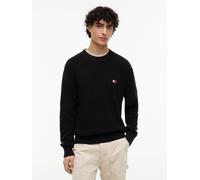 Strickpullover TOMMY JEANS "TJM REGULAR BADGE SWEATER", Herren, Gr. S, schwarz, Strick, Obermaterial: 100% Baumwolle, regular fit normal, Rundhals, Rippbündchen, Pullover Strickpullover (25399114-S) s