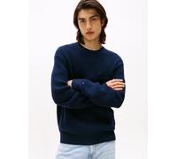 Tommy Hilfiger Strickpullover TJM SCRIPT CHUNKY Herren Grobstrick Rundhals 100% Baumwolle Blau L