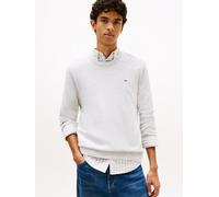 Strickpullover TOMMY JEANS "TJM SLIM FIT LIGHT SWEATER", Herren, Gr. L, ice grau heather, Strick, Obermaterial: 100% Baumwolle, unifarben, slim fit normal, Rundhals, eingesetzt Rippstrickbündchen, Pul