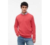 Strickpullover TOMMY JEANS "TJM SLIM FIT LIGHT SWEATER", Herren, Gr. M, anthem rot, Strick, Obermaterial: 100% Baumwolle, slim fit normal, Rundhals, eingesetzt Rippstrickbündchen, Pullover Strickpullo